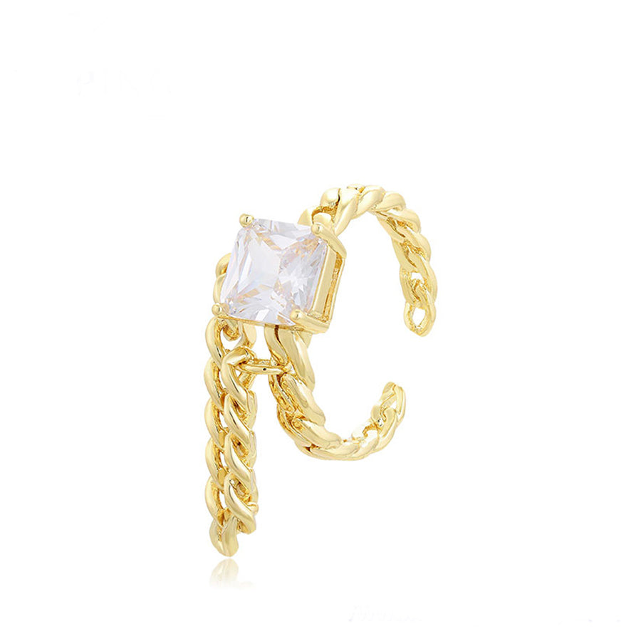 14K Gold Plated Diamonds & Chain Ring