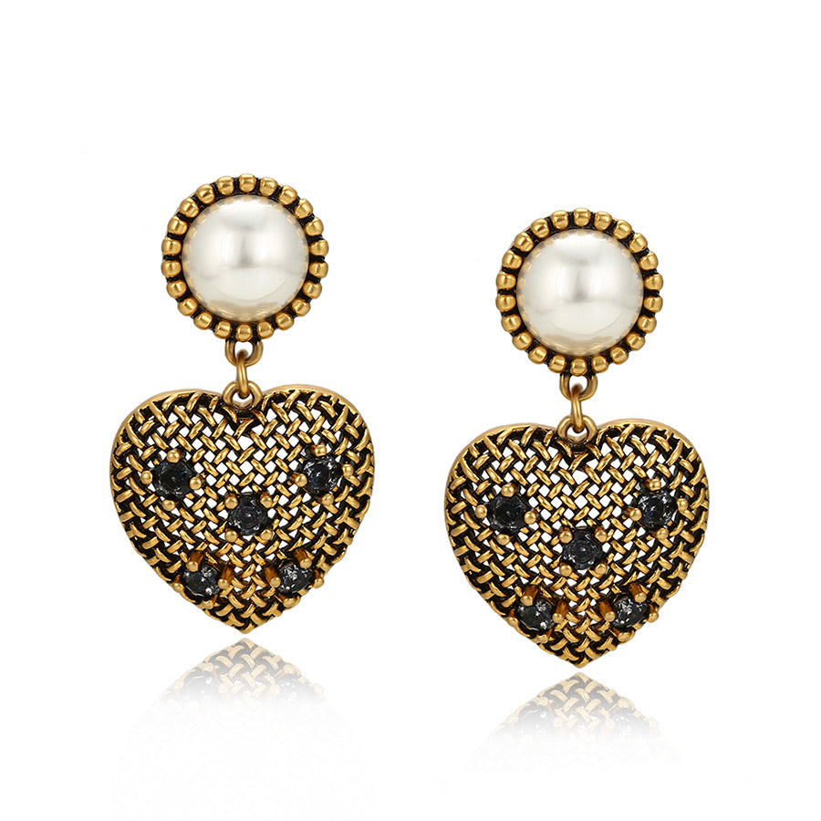 24K Gold Plated Diamond Heart Earring