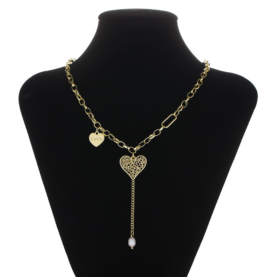 14K Gold Plated Heart With Love Letter Necklace