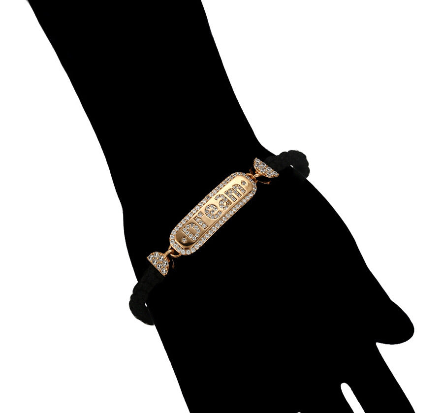 18K Gold Plated CZ Diamond Dream Handmade Macrame & Silk Bracelet