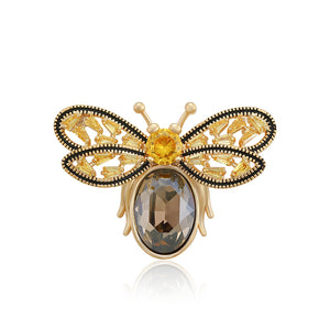 14K Gold Plated Luxe Crystal Bee Brooch
