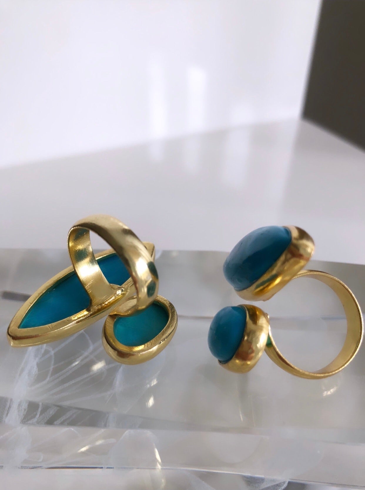 18K Gold Plated Natural Turquoise Handmade Ring