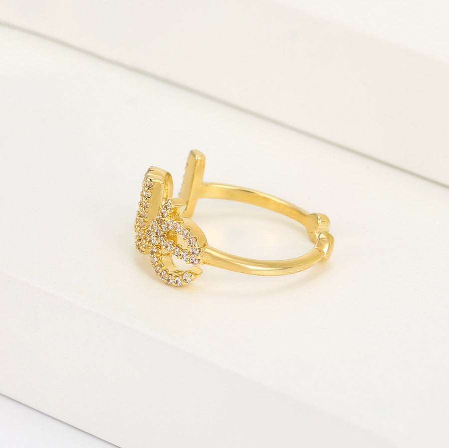14K Gold Plated Cz Diamond Love Ring