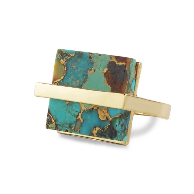 Beautiful Turquoise Gold Plated Ring