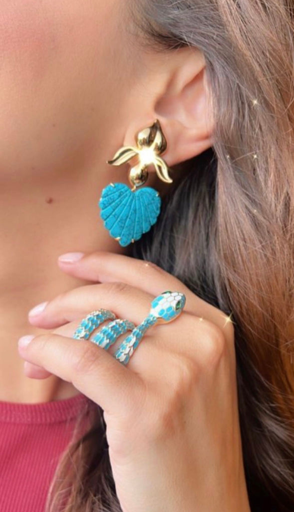 Handmade Turquoise 18K Gold Plated Tulip Earring
