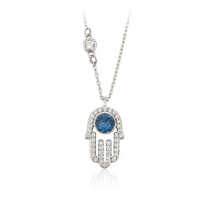 Crystal & CZ Diamond Hamsa Necklace