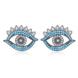 Turquoise & Cz Diamond Eye Earring