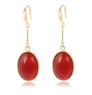 14K Gold Plated Ruby Drop Earring