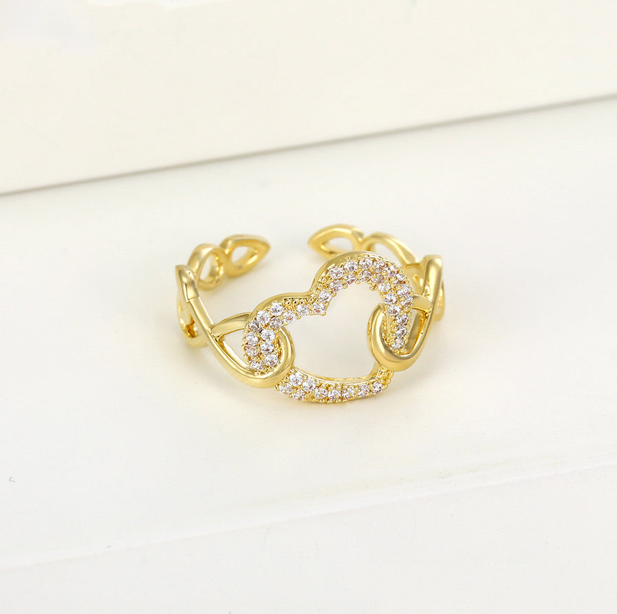 14K Gold Plated Cz Diamond Heart Ring
