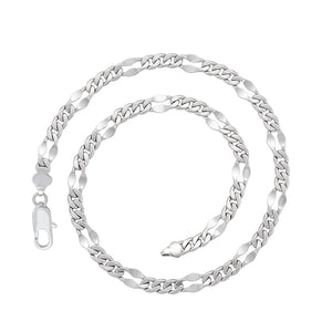 Beautiful Rhodium Plated Figaro Chain Necklace