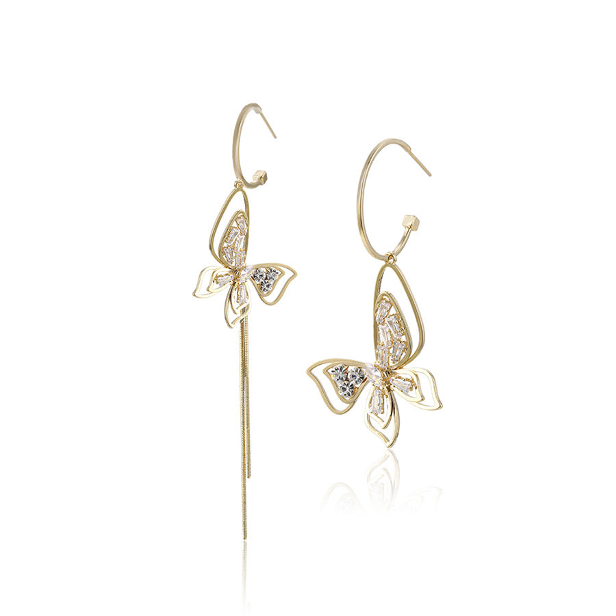 Adorable 14K Gold Plated diamond Butterfly Earring