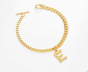 24K Gold Plated Initial E Bracelet