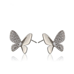 Delicate Cz Diamond Butterfly Earring