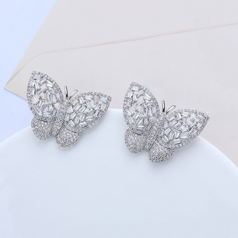 Elegant New Design Cz Diamond Butterfly Earring