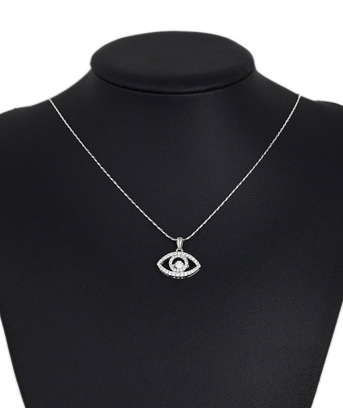 Elegant Eye S925 Silver Spinning Diamond  Necklace