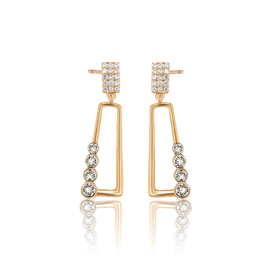 18K Gold Plated  Crystal Geometric Tiny Earring