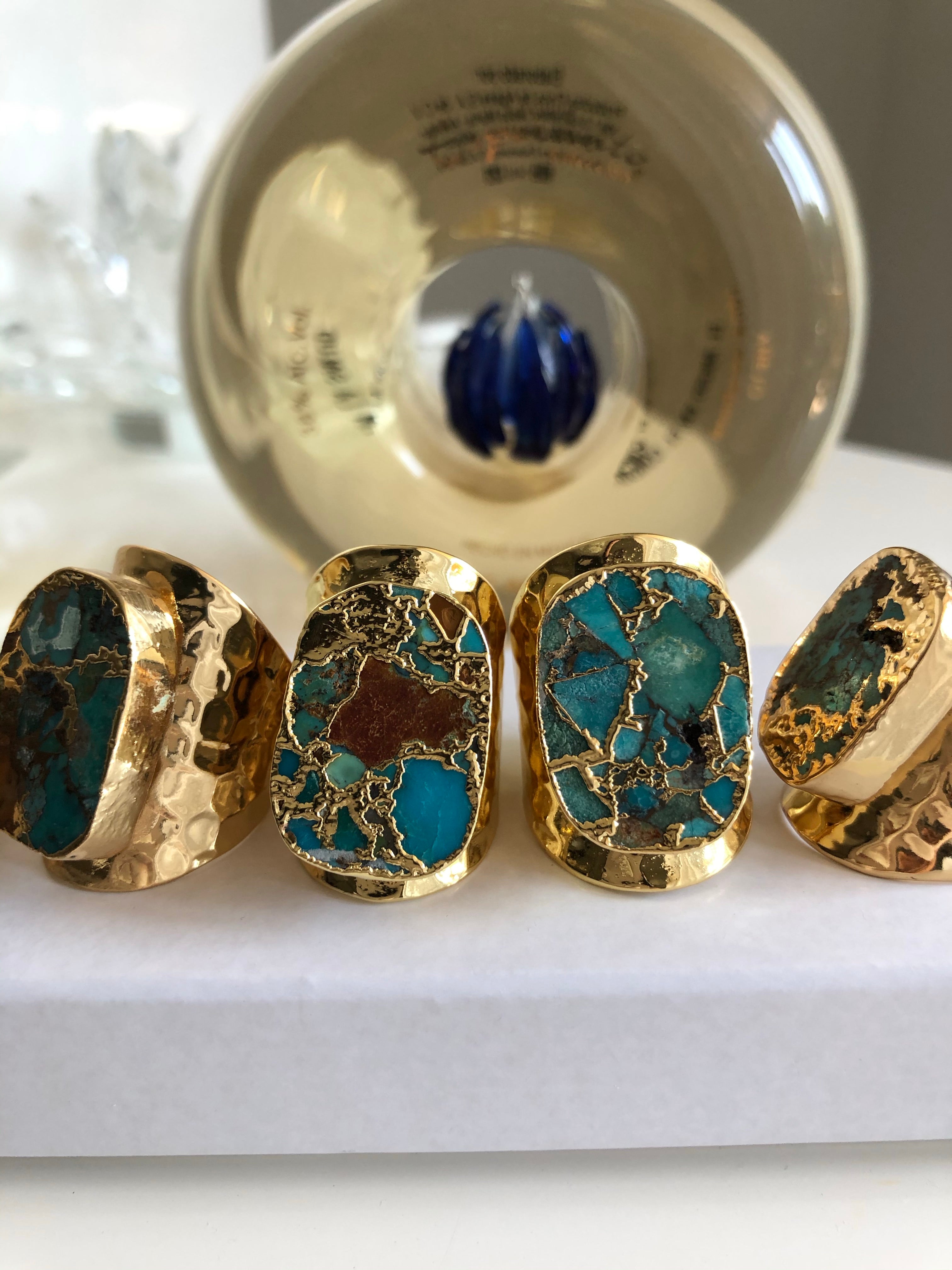Vervain Copper Gold Plated Turquoise Adjustable Ring