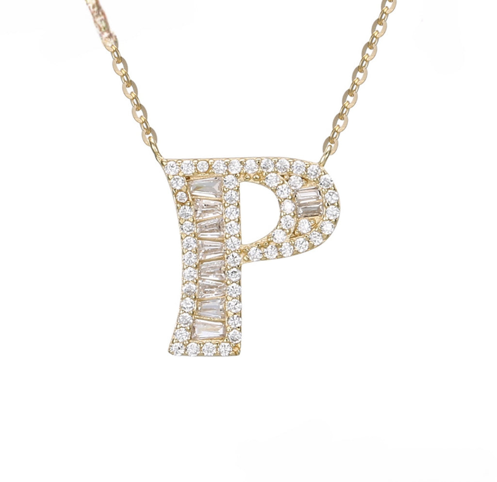 S925 Silver 14K Gold Plated Initial Necklace