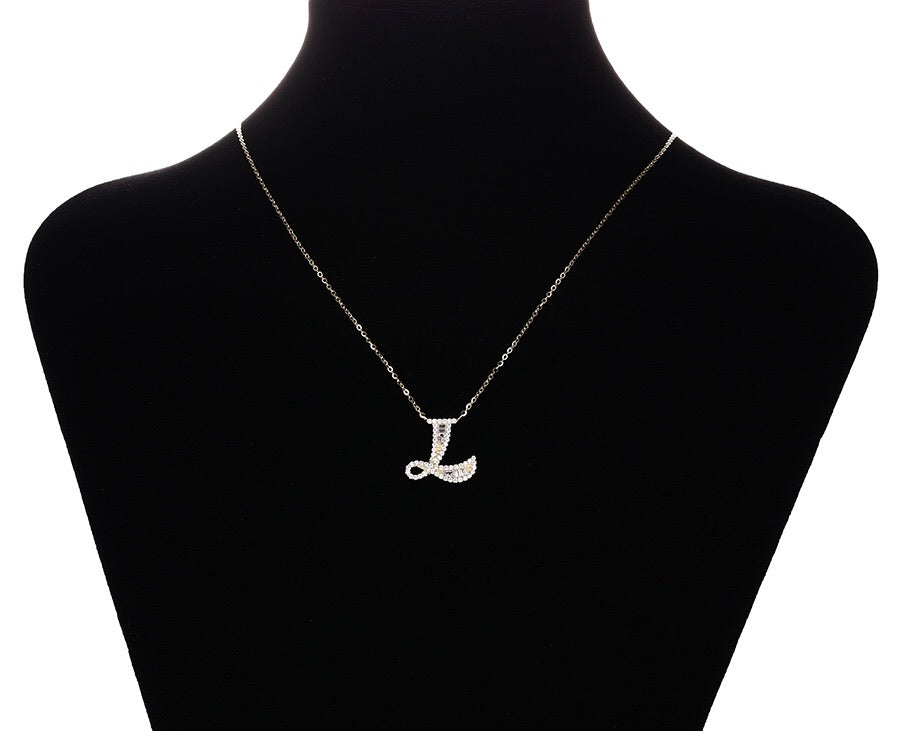 S925 Silver 14K Gold Plated Initial L Necklace