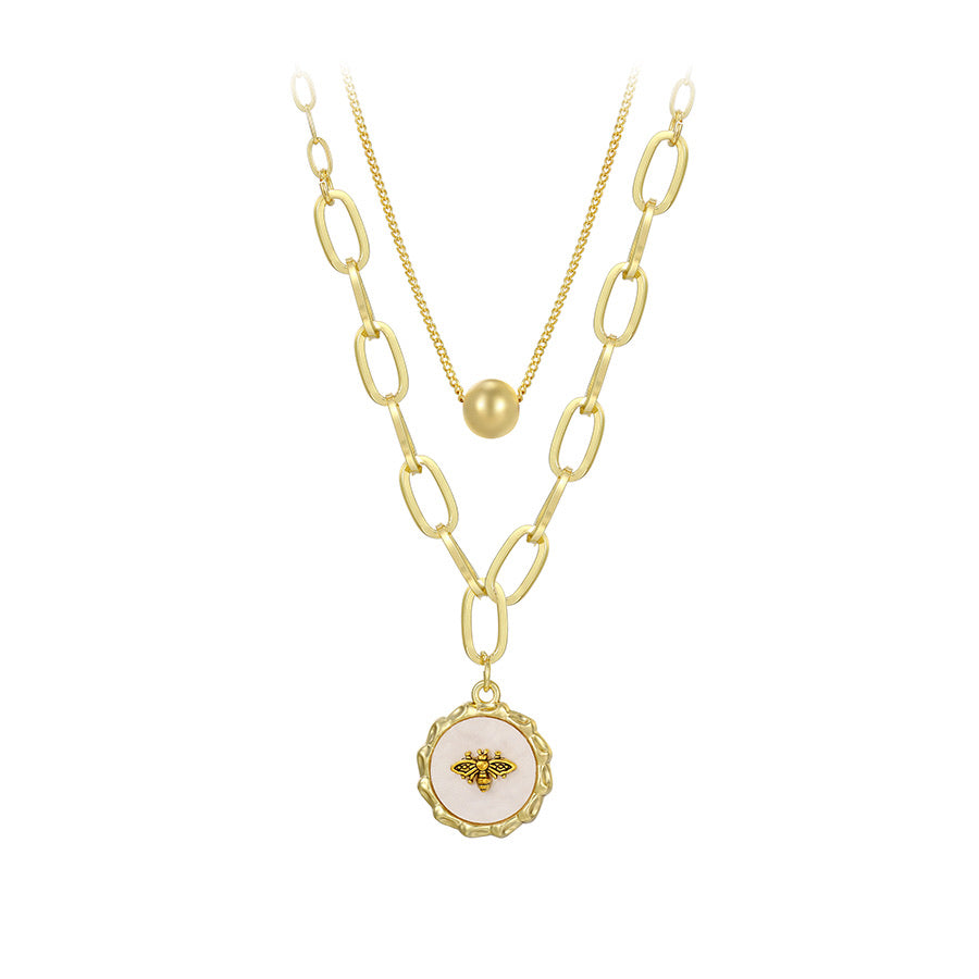 14K Gold Plated Bee Trendy Layered Necklace – Tooba Gallery