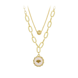 14K Gold Plated Bee Trendy Layered Necklace