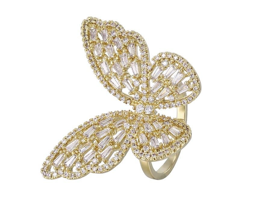 14k Gold Plated Two Butterfly Rings Set