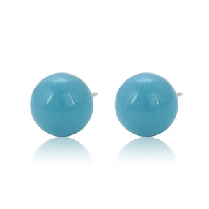 Turquoise Ball Rhodium Plated Earring