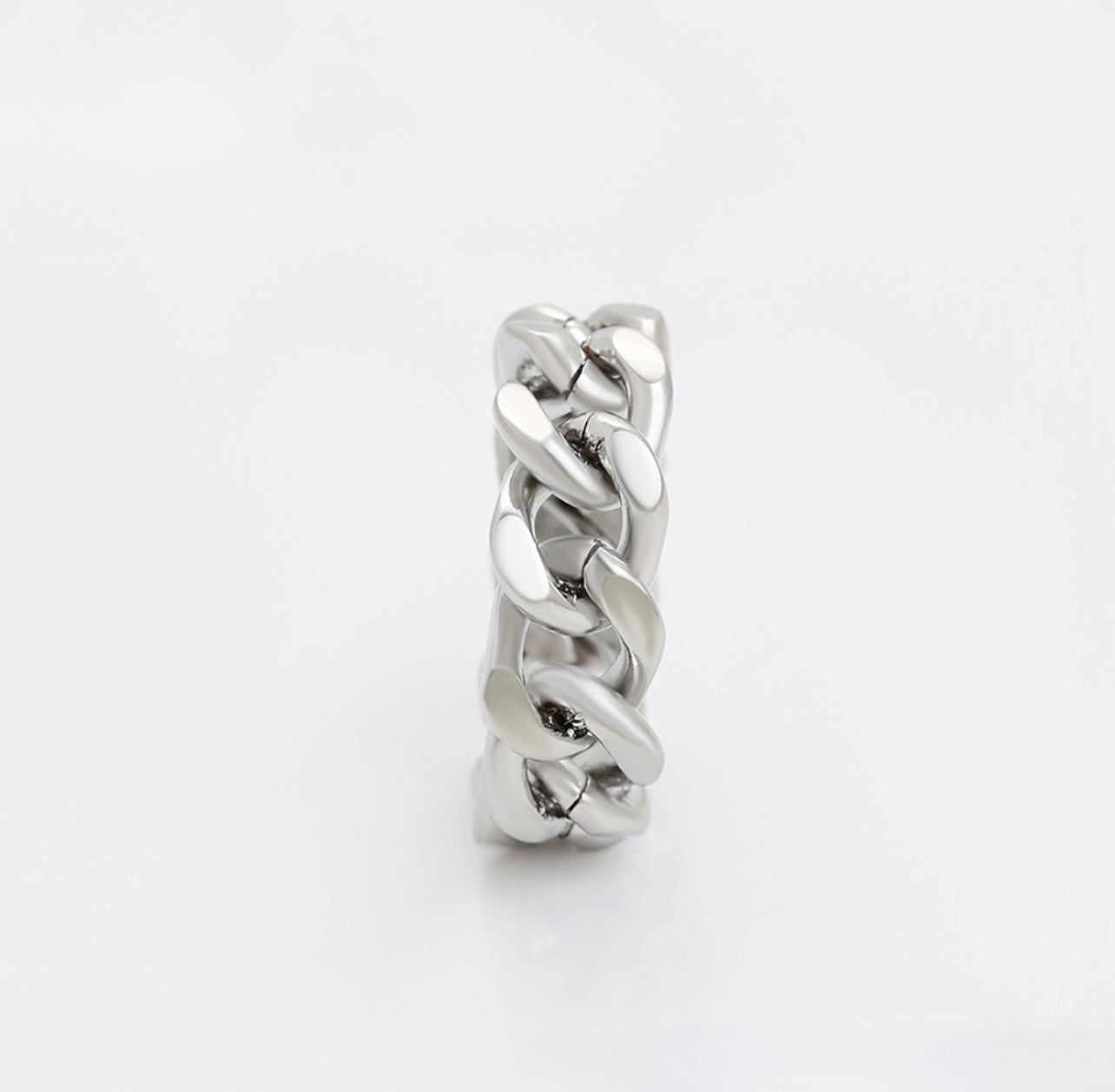 Rhodium Plated Simple Chain Ring
