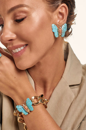 Handmade Turquoise & Opal Butterfly Earring