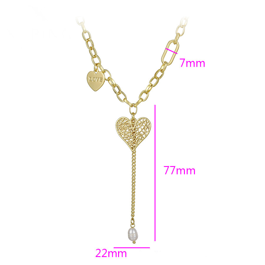 14K Gold Plated Heart With Love Letter Necklace