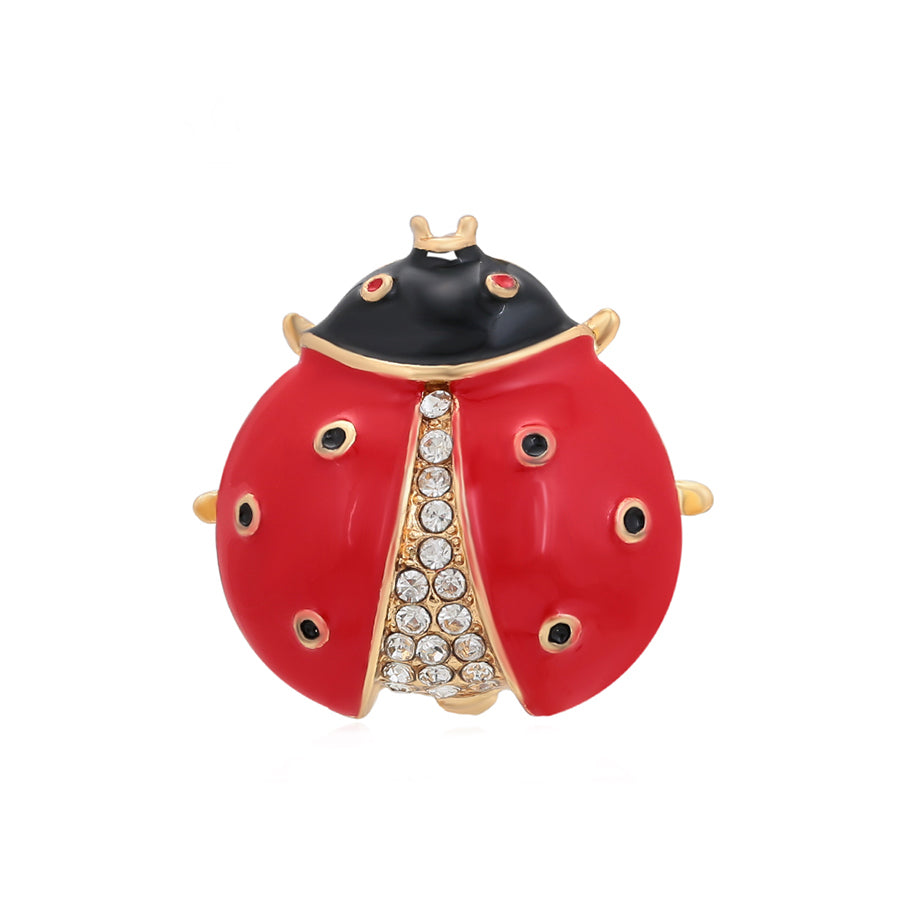 Cutie Enamel 18K Gold Plated Ladybug Brooch