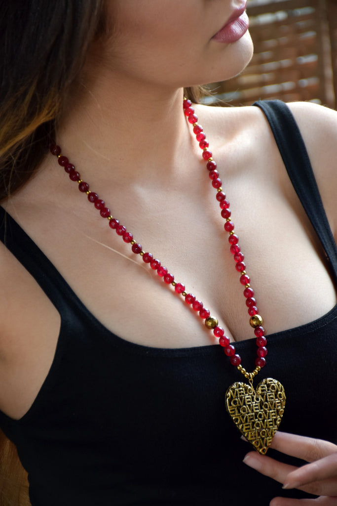 Ruby Antique Heart Handmade Necklace